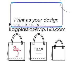 Holographic PVC Fabric Transparent Waterproof Tote Shopping Bag,Silk Printing Transparent Pvc Tote Shopping Bag, bagease supplier