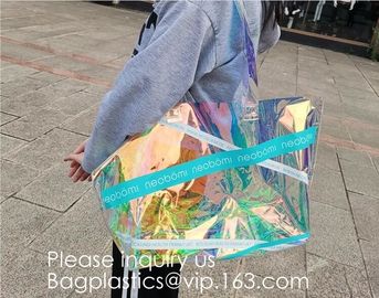 Custom Design Vinyl Mirror Surface Pvc Tote Shopping Bag,PVC Reusable Grocery Bag Summer Beach Bag Custom Logo Women Tra supplier