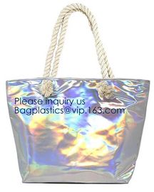 Waterproof All Over Printing PVC Coating Tote Shoulder Fabric Shopping Bag With Gusset And Lining,Jelly Clear Plastic PV supplier