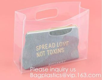 Promotion Transparent Clear Shopping Pvc Bag With Custom Print Nylon &amp; PVC Material Combined Custom Tote Bag Shopping Ba supplier