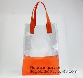 Vinyl Transparent PVC Gusset Bag Plastic Tote Shopping Bag For Packaging TPU Laser Makeup Handbag PVC Cosmetic Shopping supplier