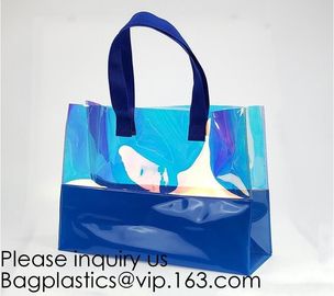 Vinyl Transparent PVC Gusset Bag Plastic Tote Shopping Bag For Packaging TPU Laser Makeup Handbag PVC Cosmetic Shopping supplier