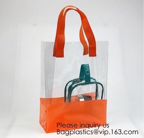 Vinyl Transparent PVC Gusset Bag Plastic Tote Shopping Bag For Packaging TPU Laser Makeup Handbag PVC Cosmetic Shopping supplier