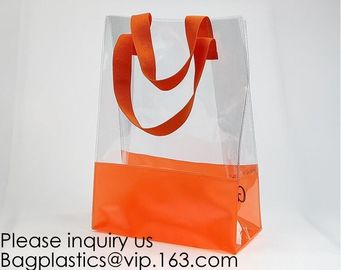 Vinyl Transparent PVC Gusset Bag Plastic Tote Shopping Bag For Packaging TPU Laser Makeup Handbag PVC Cosmetic Shopping supplier