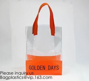 Vinyl Transparent PVC Gusset Bag Plastic Tote Shopping Bag For Packaging TPU Laser Makeup Handbag PVC Cosmetic Shopping supplier