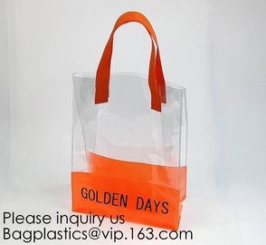 Vinyl Transparent PVC Gusset Bag Plastic Tote Shopping Bag For Packaging TPU Laser Makeup Handbag PVC Cosmetic Shopping supplier