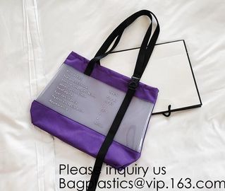 Transparent PVC Blanket Bag/Plastic Shopping Bag/Packaging Bag With Black Woven Trim And Webbing Handle, bagease, packag supplier