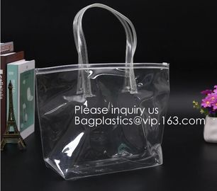 Manufacturer Custom Logo Transparent Clear PVC Plastic Portable Packaging Promotional Gifts Shopping Tote Bag, bagease supplier