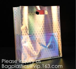 Holographic PVC Tote Bag,Shoulder Bag Laser Hologram PVC Shopping Tote Bag Lady,Clothes Shirt Swimwear sock Packaging supplier