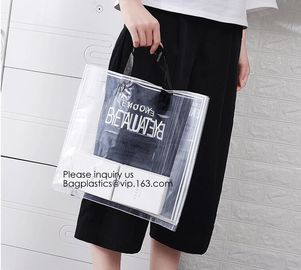 Manufacturer Custom Logo Transparent Clear PVC Plastic Portable Packaging Promotional Gifts Shopping Tote Bag, bagease supplier