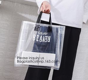 Manufacturer Custom Logo Transparent Clear PVC Plastic Portable Packaging Promotional Gifts Shopping Tote Bag, bagease supplier