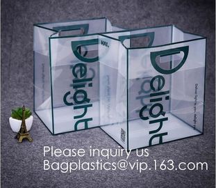 Custom Design Brand Name Logo Printing Clear Transparent PVC Plastic Shopping Carry Bag with Handle bagease, bagplastics supplier