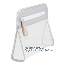 Recyclable Clear Gift Plastic Flat Bottom Logo Pvc k Nylon Packing Bags With Handles,holographic k makeup co supplier