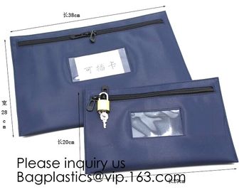 Portable Bank Bag Zipper Leather Security Deposit Bag With Name Card Pocket Bank Locking Document Security Bag Deposit B supplier