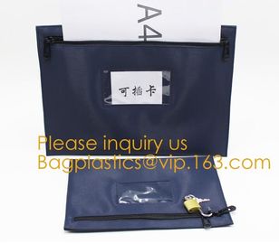 Portable Bank Bag Zipper Leather Security Deposit Bag With Name Card Pocket Bank Locking Document Security Bag Deposit B supplier