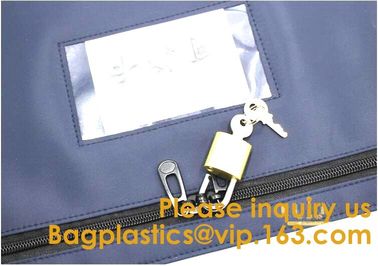 Portable Bank Bag Zipper Leather Security Deposit Bag With Name Card Pocket Bank Locking Document Security Bag Deposit B supplier