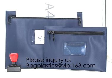 Portable Bank Bag Zipper Leather Security Deposit Bag With Name Card Pocket Bank Locking Document Security Bag Deposit B supplier