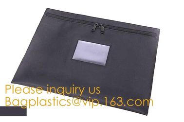 Black Briefcase Style Locking Document Bag Bank Locking Security Deposit Bags Zipper Pouch Security Utility Bank Deposit supplier