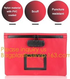 Leatherette Money Security Deposit Bag With Framed ID Window,Custom zipper file folder bag PU leather pouches deposit ba supplier