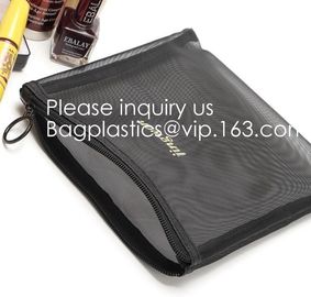 Travel Makeup Brush Mesh Cosmetic Bag,Net Zipper Make Up Mesh Cosmetic Pencil Case Bag Manufacturer,Portable Clear Trave supplier