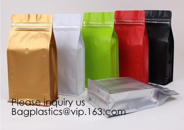 Biodegradable Stand Up Pouch With Zipper For Apparel,Custom printed flat bottom box pouch 1kg coffee bag with degassing supplier