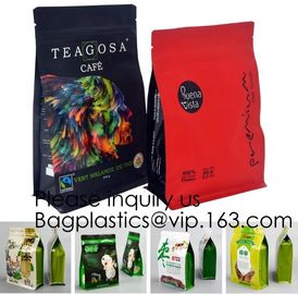 Biodegradable Stand Up Pouch With Zipper For Apparel,Custom printed flat bottom box pouch 1kg coffee bag with degassing supplier