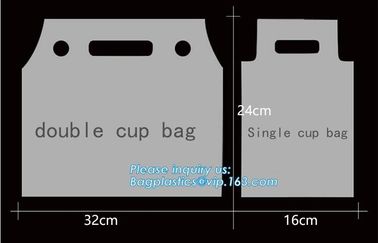 100% Biodegradable Cup bags, HDPE polyethylene plastic coffee juice cups drinking carrier take out bag Tea Cup Tea Holde supplier