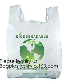 Compostable Plastic Pet Waste Bags with T-Shirt Handle,Green Compostable T-Sack Shopping Bag, PLA+PBAT, BAGEASE, BAGPAC supplier