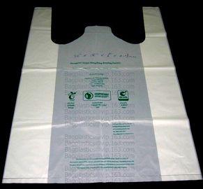 Starch Biodegradable T Shirt Bags Made Of PLA PBAT, 100% Biodegradable &amp; Compostable,T-Shirt Shopping Bags, DOLLAR STORE supplier