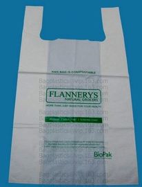 Starch Biodegradable T Shirt Bags Made Of PLA PBAT, 100% Biodegradable &amp; Compostable,T-Shirt Shopping Bags, DOLLAR STORE supplier