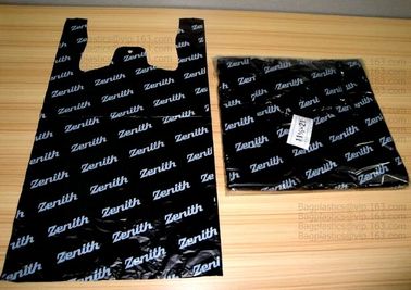 Starch Biodegradable T Shirt Bags Made Of PLA PBAT, 100% Biodegradable &amp; Compostable,T-Shirt Shopping Bags, DOLLAR STORE supplier