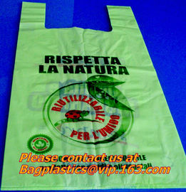 Corn Starch Eco PLA 100% Compostable Plastic t-shirt Shopping Bags,disposable carry shopping bags 100% compostable corn supplier