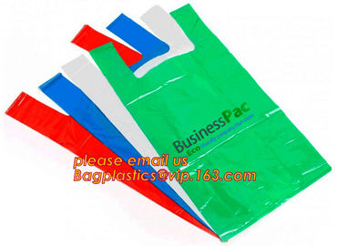 T-Shirt Carry-Out Shopping Plastic Bags Most Popular Supermarket Size,Merchandise Bags Multi-Use Medium Size, Blue Plain supplier