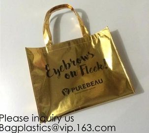 Golden pac Bling Bling Glossy Durable Reusable Medium Non-woven Gift Bag Set Of 5,Shopping Bag,Promotional Bag Silvery supplier