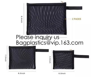 Zipper Mesh Bags, Pack of 4 (S/M/L &amp; Pencil Pouch), Beauty Makeup Cosmetic Accessories Organizer, Travel Toiletry Kit Se supplier