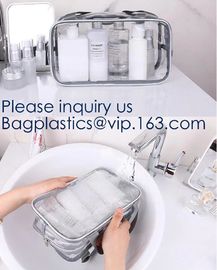 Holiday Cosmetic Bag Flamingo Ice Cream Transparent Makeup Bags With Handle See Through Plastic Makeup Bags, Dress Bags supplier