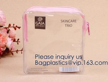 Toiletry Bag with Zipper TSA Approved Travel Cosmetic Bag PVC Make-up Pouch Handle Straps for Women Men, Carry On Airpor supplier