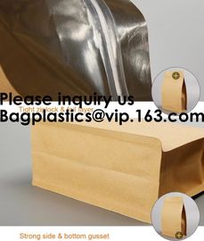 Kraft Bags With Window, Resealable Large Kraft k Food Storage Bags,Storing Food,Nuts,Seeds,Beans,Tea Leaves, Coffe supplier