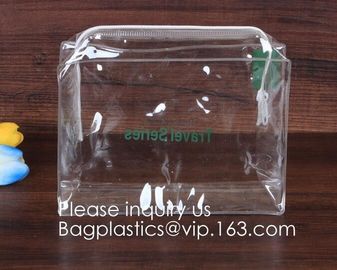 Transparent Plastic Cosmetic Organizer Bag Pouch With Zipper Closure,Travel Toiletry Makeup Bag shampoo, cosmetics, lips supplier