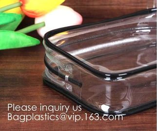 5 Pack Clear PVC Zippered Toiletry Carry Pouch Portable Cosmetic Makeup Bag for Vacation, Bathroom and Organizing pack supplier