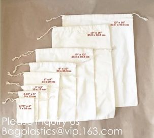 100% Cotton eco-friendly muslin bags Drawstrings Cotton Bags Muslin Cloth Storage Reusable Pouches for Jewelry Tea Spice supplier