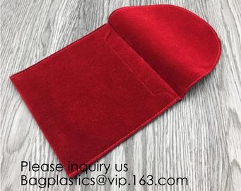 Envelop Red Velvet Christmas Pouch Promotional Red Velvet Packaging Bag For Cosmetic Gift Packaging, For Jewelry, bottle supplier