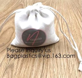 Cream Drawstrings Velvet Bags for Jewelry, Gift, Wedding Favors, Candy Bags, Party Favors,screen printed, hot stamped supplier