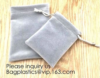 Cream Drawstrings Velvet Bags for Jewelry, Gift, Wedding Favors, Candy Bags, Party Favors,screen printed, hot stamped supplier