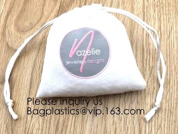 Cream Drawstrings Velvet Bags for Jewelry, Gift, Wedding Favors, Candy Bags, Party Favors,screen printed, hot stamped supplier