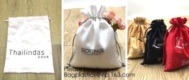 Satin Gift Bags Wedding Favor Drawstring Bags Baby Shower Christmas Gift Bag,Customized Logo Thick Gold Satin Hair Exten supplier