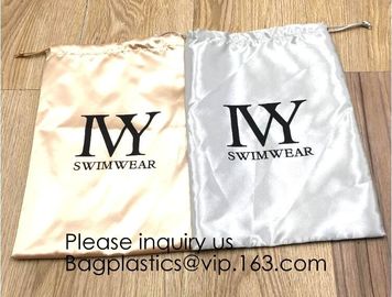 Satin Gift Bags Wedding Favor Drawstring Bags Baby Shower Christmas Gift Bag,Customized Logo Thick Gold Satin Hair Exten supplier