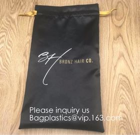 Black Satin Drawstring Bag With Gold Printing And Ribbon, Various Color Thick Matt Satin Dust Bag,Small Silver Satin Dra supplier