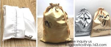 Shinny Golden Satin Drawstring Bag With Rose Gold Printing,Satin Pouch With Ruffle,Small Colorful Thick Satin Drawstring supplier