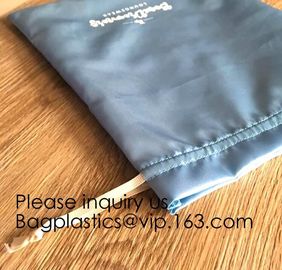 Luxury Satin Handbag Dust Cover Bag,Dark Blue Thick Matt Satin Pouch With Ribbon,Satin Drawstring Bag For Bikini package supplier